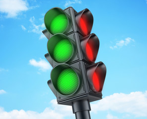 Abstract Traffic lights green