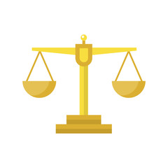 Gold Libra icon. Libra vector illustration. Symbol of femida court and judge. Compare sign. Measurement flat icon. 