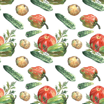 vegetables, watercolor, Pattern, postcard