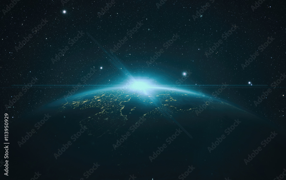 Canvas Prints sunrise view of earth from space.