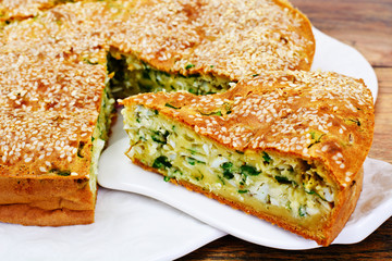 Pie with Green Onions and Eggs