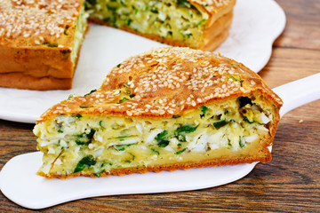 Pie with Green Onions and Eggs