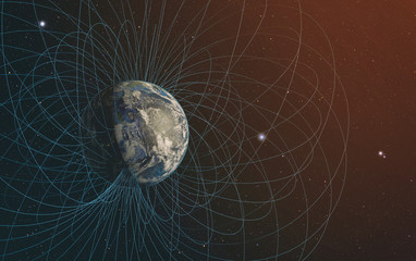 3D rendering of Planet Earth's magnetic field.
