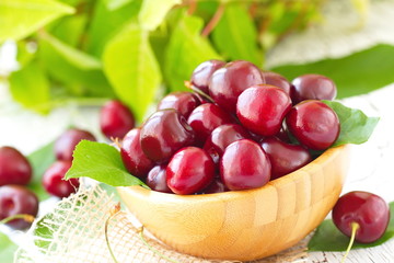 Sweet cherry in a bowl