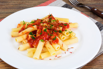 Pasta with Tomato Sauce Ketchup and Saffron