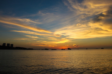 Sunset on the beach with beautiful sky