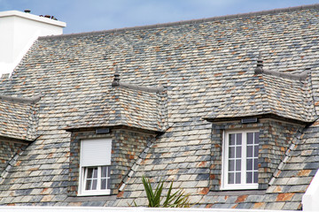 Toiture en ardoise, Roscoff, Bretagne, Finistère, France
