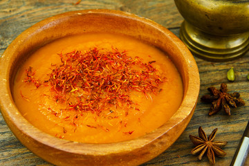 Carrot Cream Soup with Saffron Diet Food