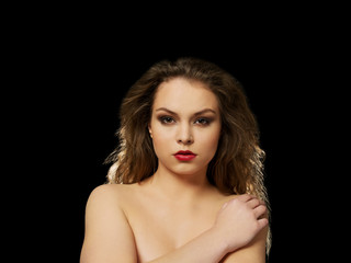 Fototapeta premium Beautiful topless woman with long curly hair