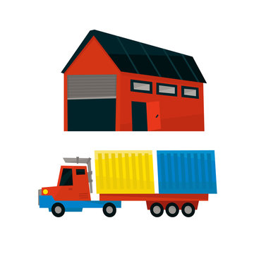 Storehouse And Long Distance Cargo Truck
