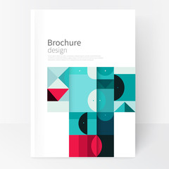 Vector book cover design creative concept  catalogue, report, brochure. Black, Red and green abstract geometric shapes. Squares, triangles and circles vector-stock EPS 10. a4 size