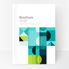 Vector book cover design creative concept  catalogue, report, brochure. Black, Blue and green abstract geometric shapes. Squares, triangles and circles vector-stock EPS 10. a4 size