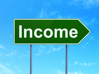 Finance concept: Income on road sign background