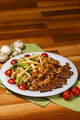 grilled meat with vegetables