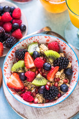 fresh fruits in breakfast bowl