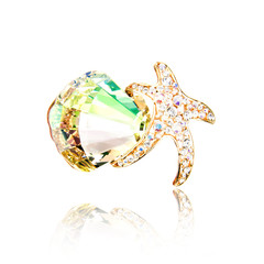 Diamond brooch isolated on white

