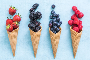 waffle with fresh berries, ice cream making