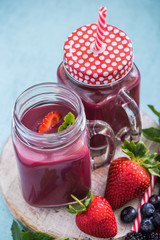 berries smoothie, close up view
