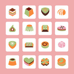 Vector Set icons of Delicious Chocolate Candy