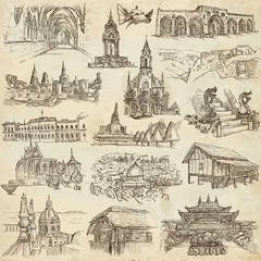 An hand drawn pack, collection - set of architecture