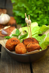 plate full of home-made croquettes of ham