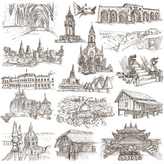 An hand drawn pack, collection - set of architecture