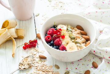 Oatmeal porridge with berries.