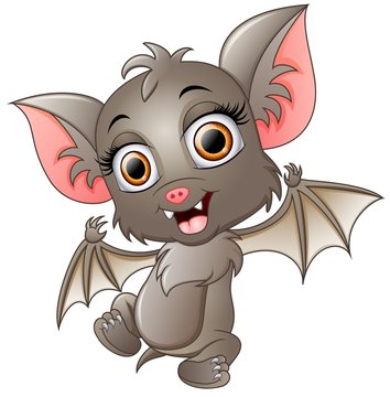 Cute bat cartoon waving