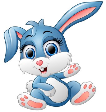 Cute bunny waving hand
