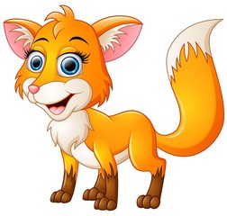 Happy fox cartoon isolated on white background