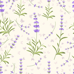 Lavender seamless vector pattern for fabric, paper