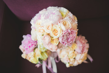 Wonderful luxury wedding bouquet of different flowers