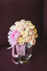 Wonderful luxury wedding bouquet of different flowers