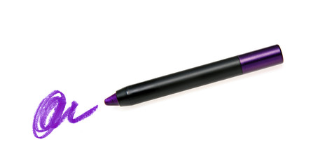 Cosmetic pencil and stroke isolated on white  