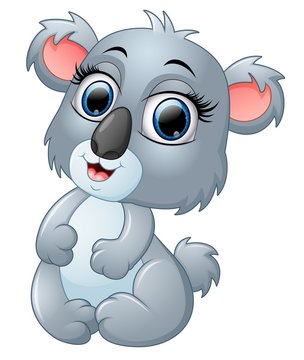 Happy koala cartoon isolated on white background