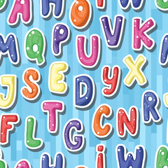 Seamless background with cartoon colored letters