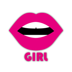 Obraz premium Pink lips with shadow