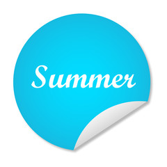 Blue Page Curl with text summer