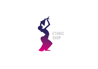 Creative logo ethnic store. Dancing girl