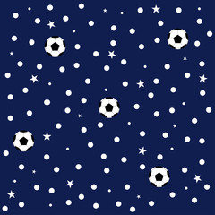Football Ball Star Polka Dot Dark Blue Background Vector Illustration