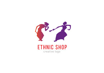 Logo ethnic shop. Dancing girls