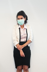 Business woman sick and wear mask cover