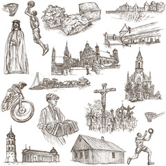 Lithuania. Pictures of Life. Freehands, hand drawn collection.