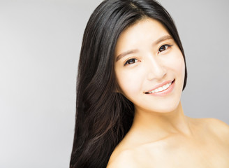 closeup  young  woman face with clean fresh skin