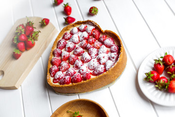 Strawberry cheesecake isolated on white background