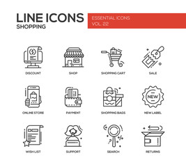 Shopping - line design icons set