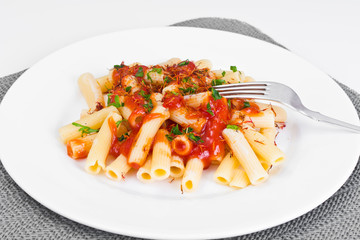Pasta with Tomato Sauce Ketchup and Saffron