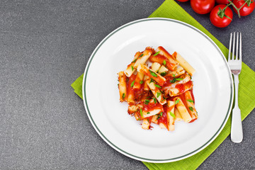 Pasta with Tomato Sauce Ketchup and Saffron