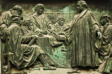 Berlin Cathedral, bronze bas-relief representing an episode of Martin Luther life