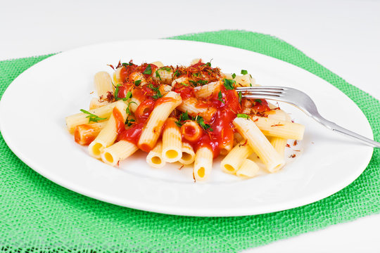 Pasta with Tomato Sauce Ketchup and Saffron